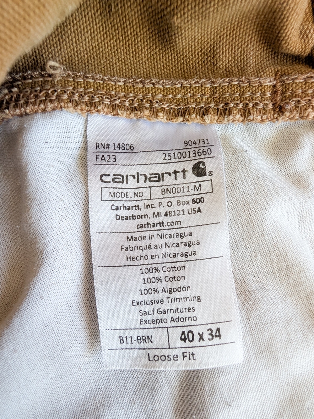 Carhartt B11 BRN Duck Carpenter Work Pants Mens 40x34 Classic Work Pants Brown - Picture 2 of 8